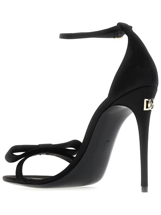 Bow Detailed Ankle Strap Sandal Heels Black - DOLCE&GABBANA - BALAAN 4