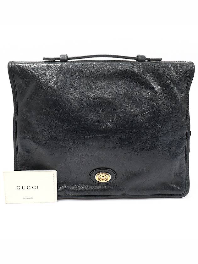 575829 Black Soft Leather Two tone Interlocking G Portfolio Clutch Briefcase - GUCCI - BALAAN 2