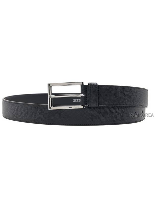 Saffiano Polished Buckle Belt Black - PRADA - BALAAN 2