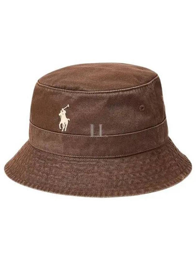 Embroidered Pony Bucket Hat Brown - POLO RALPH LAUREN - BALAAN 2