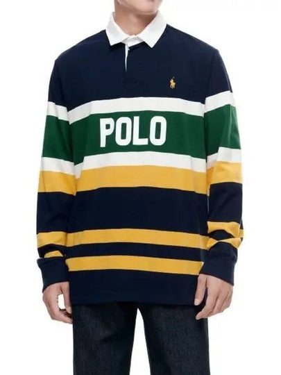 Classic fit striped logo rugby shirt navy - POLO RALPH LAUREN - BALAAN 2