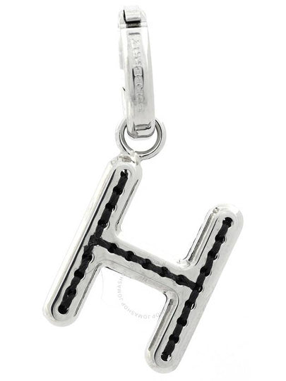 Burberry Leather-Topstitched 'H' Alphabet Charm in Palladium/Back - BURBERRY - BALAAN 2