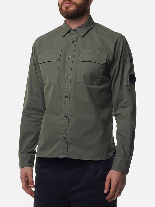 Organic Gabardine Buttoned Lens Long Slevee Shirt Green - CP COMPANY - BALAAN 5