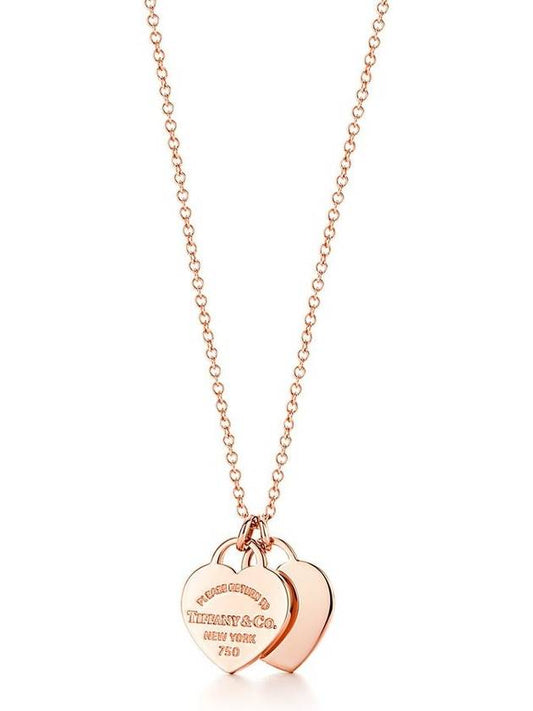 Women's Double Heart Tag Pendant Necklace Rose Gold - TIFFANY & CO. - BALAAN 1