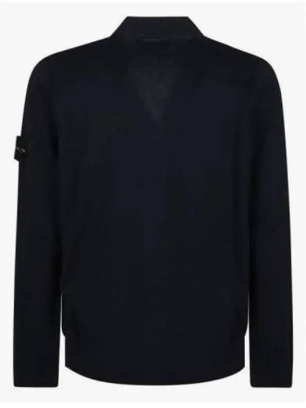 Waffen Organic Cotton V-Neck Cardigan Navy - STONE ISLAND - BALAAN 3