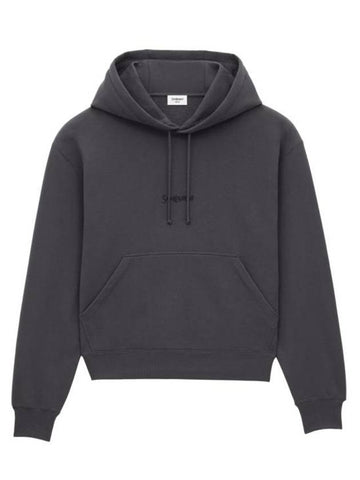 Embroidered Logo Hoodie Steel - SAINT LAURENT - BALAAN 1