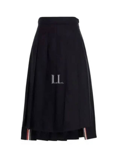 Super 120S Twill Below Knee Pleated Skirt Navy - THOM BROWNE - BALAAN 2