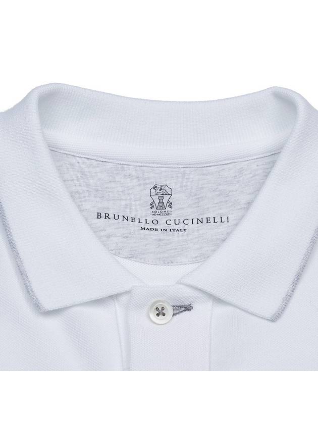 Embroidered Logo Short Sleeve Polo Shirt White - BRUNELLO CUCINELLI - BALAAN 5