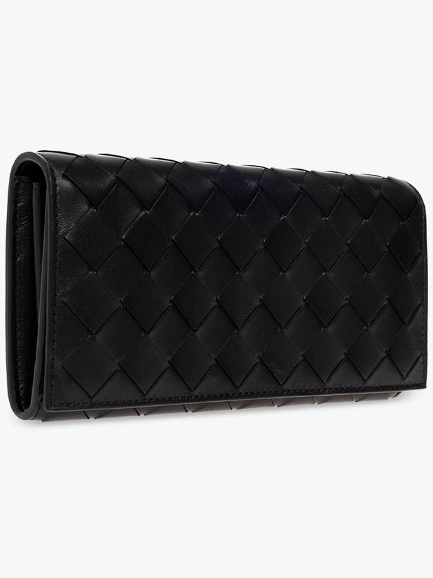 Intrecciato Large Flap Long Wallet Black - BOTTEGA VENETA - BALAAN 5