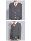 Men's Navy Side Intarsia Milano Stitch Wool Cardigan Grey - THOM BROWNE - BALAAN 5