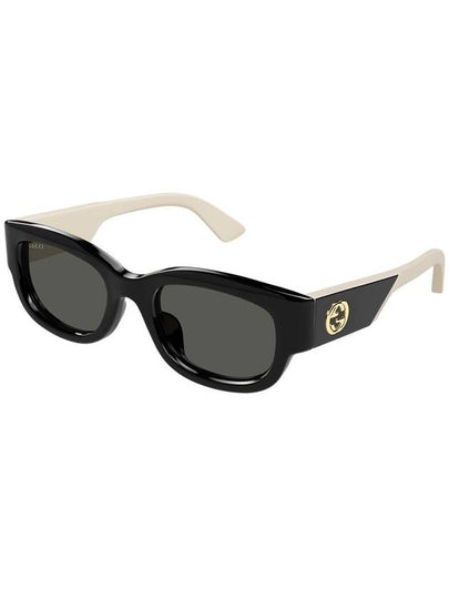 Eyewear Shiny Side Logo Oval Sunglasses Black Grey - GUCCI - BALAAN 2