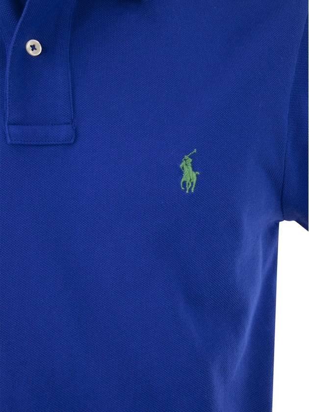 Embroidered Pony Logo Green Polo Shirt Dark Blue - POLO RALPH LAUREN - BALAAN 5