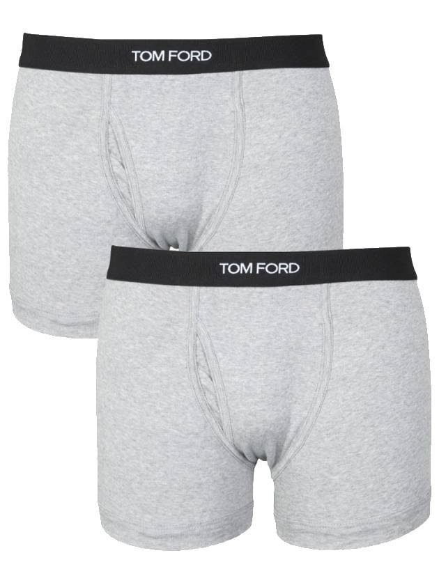 Men's Cotton Boxer Briefs Grey 2 Pack - TOM FORD - BALAAN 1