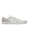 Men's Downtown Triangle Logo Leather Low Top Sneakers White Crystal - PRADA - BALAAN 1