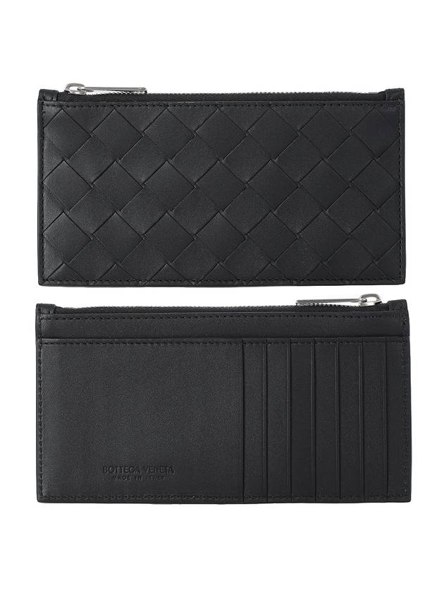 Intrecciato Zipper Card Wallet Black - BOTTEGA VENETA - BALAAN 1