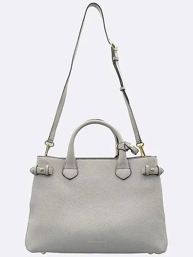 3997066 Gray leather check banner bag tote shoulder strap 2WAY - BURBERRY - BALAAN 4