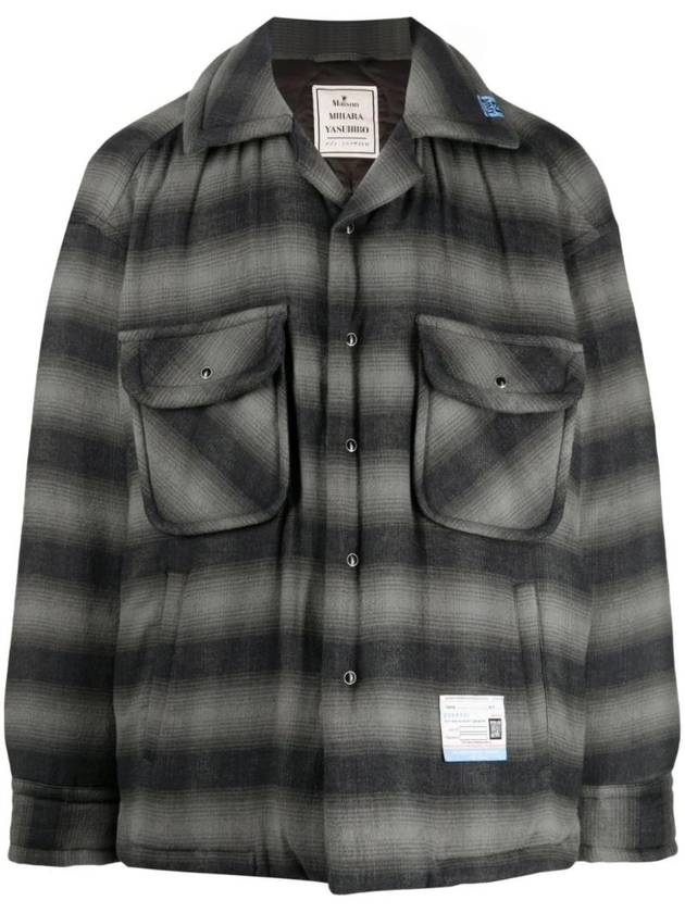 logo patch padded check long sleeved shirt black - MAISON MIHARA YASUHIRO - BALAAN 1