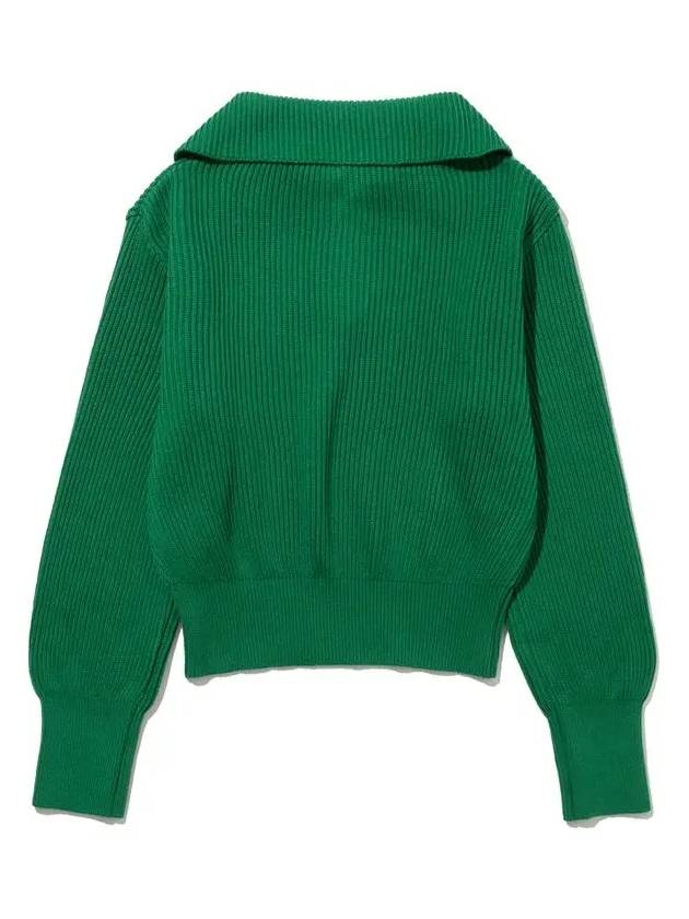 Women's Collar Neck Embroidered Logo Half Zip-Up Knit Top Green - 20THHOLE - BALAAN 3