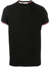 Men's Arm Logo Round Short Sleeve T-Shirt Black - MONCLER - BALAAN.