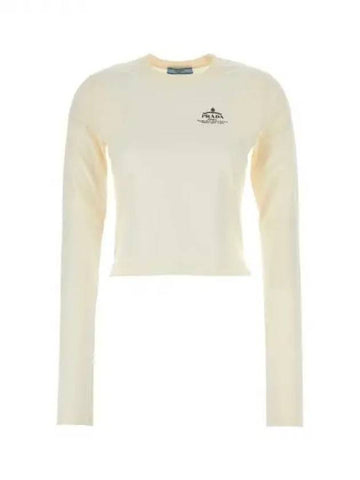 Logo crewneck cotton knit - PRADA - BALAAN 1