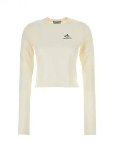 Logo crewneck cotton knit - PRADA - BALAAN 1