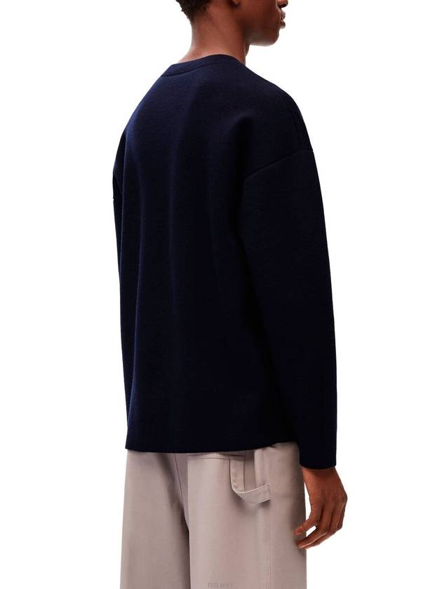 Debossed Anagram Wool Knit Top Navy - LOEWE - BALAAN 3