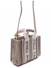 Woody Linen Canvas Calfskin Tote Bag Cement Pink - CHLOE - BALAAN 4