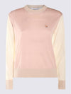 Color Block Merino Wool Knit Top Pastel Rose - MAISON KITSUNE - BALAAN 1