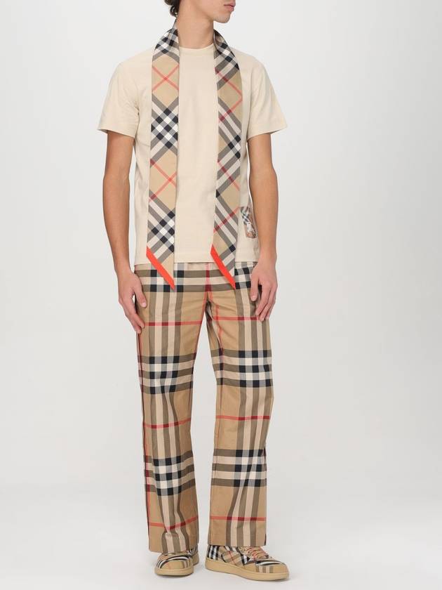 Check Red Hem Silk Scarf Beige - BURBERRY - BALAAN 5