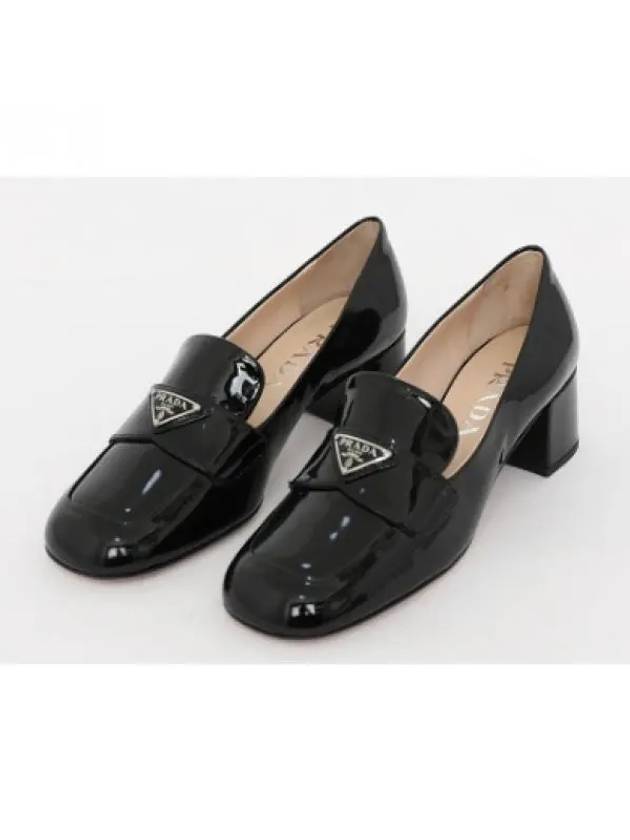 Enamel Metal Triangle Logo Loafers Black - PRADA - BALAAN 2