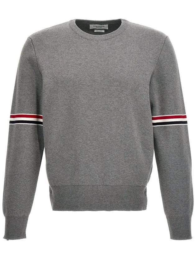 Men's Milan Stitch Armband Crew Neck Knit Top Light Grey - THOM BROWNE - BALAAN 3