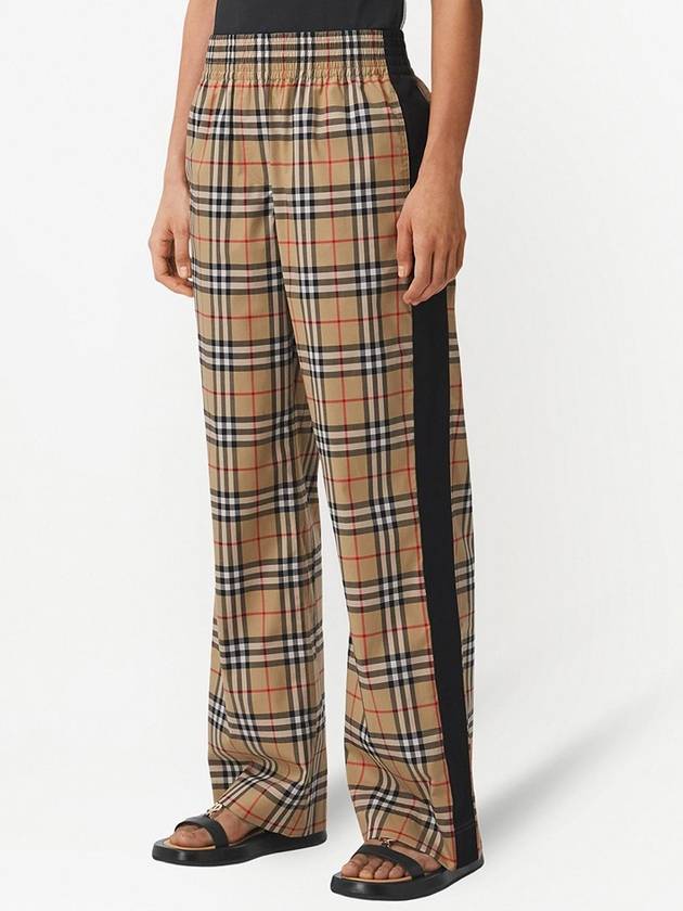 Side Stripe Vintage Check Stretch Cotton Trousers Archive Beige - BURBERRY - BALAAN.