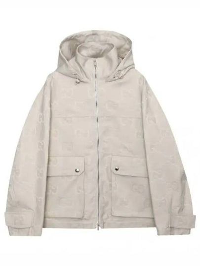 Jumbo GG Canvas Puffer Hooded Jacket White - GUCCI - BALAAN 2