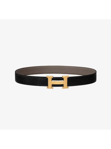 H Buckle Reversible 32mm Leather Black - HERMES - BALAAN 1