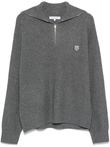 MAISON KITSUNÉ BOLD FOX HEAD PATCH HALF ZIP RIBBED JUMP - MAISON KITSUNE - BALAAN 1