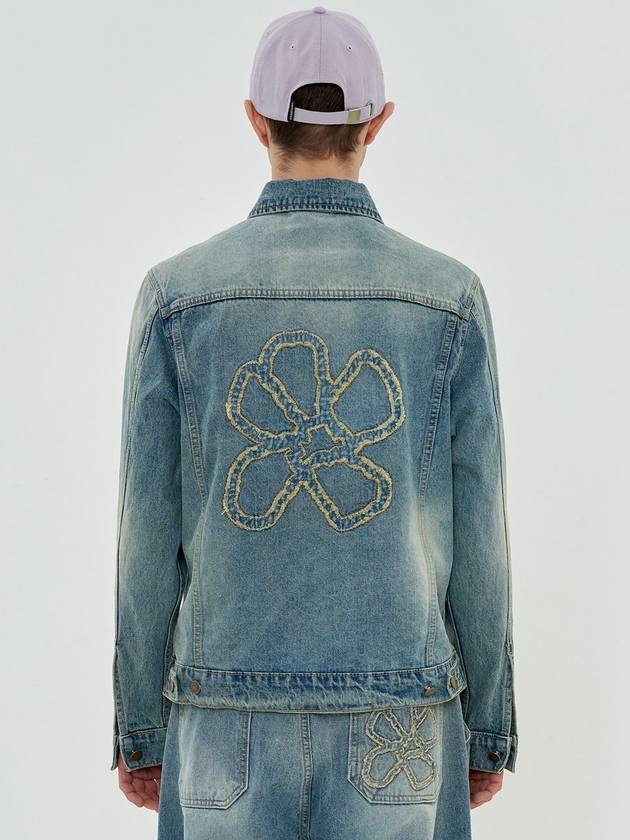 Flower Denim Jacket Blue - UNALLOYED - BALAAN 4