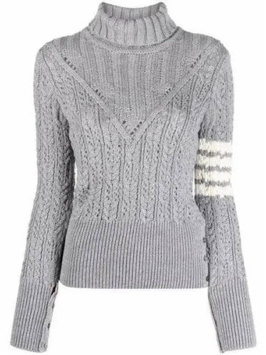 FKA382A Diagonal Armband Irish Pointel Turtleneck Knit Y102 4055 271920 1008973 - THOM BROWNE - BALAAN 1