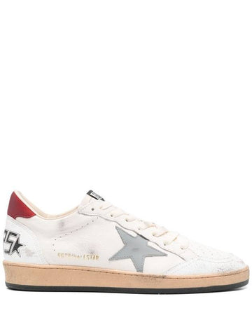 Golden Goose Ball Star Sneakers In Nappa Leather With Grey Leather Star And Red Leather Heel Tab Shoes - GOLDEN GOOSE - BALAAN 1