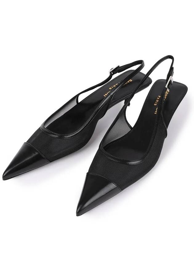 Oxalis Slingback Heels Black - SAINT LAURENT - BALAAN 7