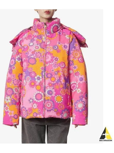 Floral Print Snowboard Hooded Down Jacket Fuchsia 07C103FUSCIA - ERL - BALAAN 1