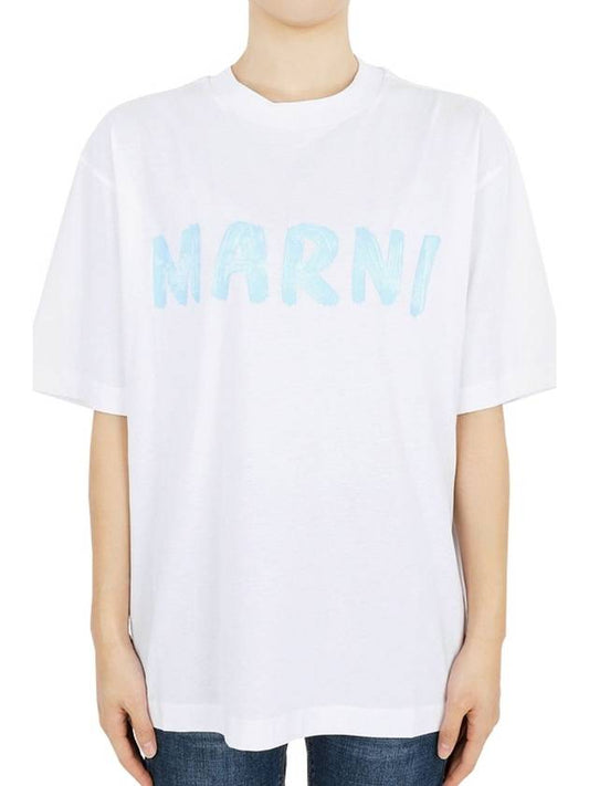 Women s Logo Stamp Cotton Short Sleeve White Blue THJET49 EPHUSCS11 L4W01 - MARNI - BALAAN 2