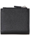 Logo Saffiano Leather Card Wallet Black - PRADA - BALAAN 4