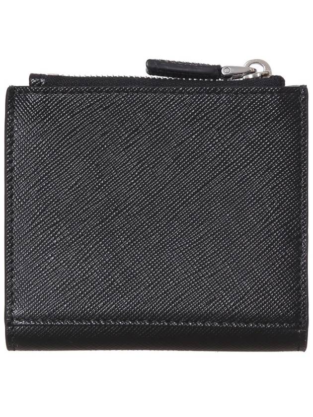 Logo Saffiano Leather Card Wallet Black - PRADA - BALAAN 4