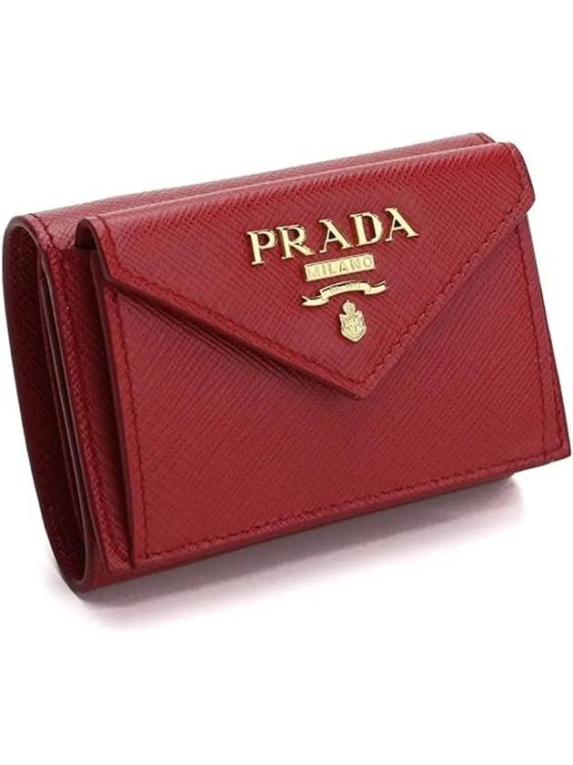 Saffiano Logo Small Bicycle Wallet Red - PRADA - BALAAN 2