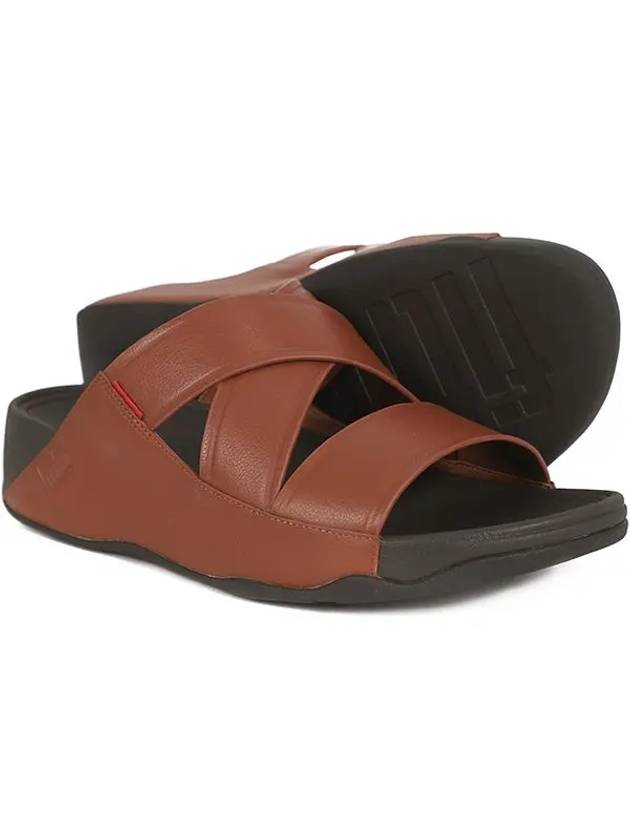 Peep Toe Cross Strap Comfort Slippers Brown - FITFLOP - BALAAN 3