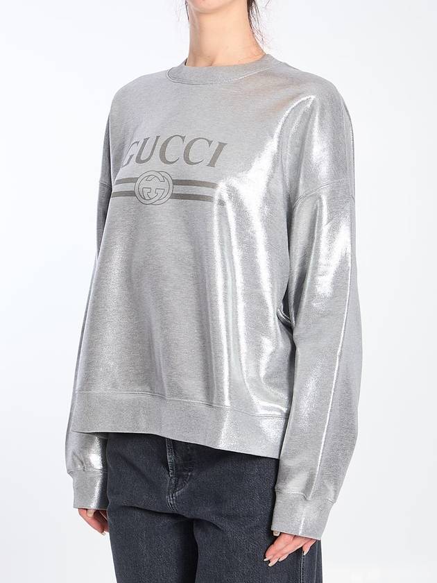 Printed Cotton Jersey Sweatshirt Silver - GUCCI - BALAAN 3