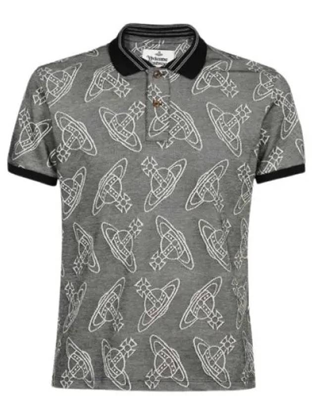 Men's Classic Striped Collar Short Sleeve Polo Shirt Grey - VIVIENNE WESTWOOD - BALAAN 2