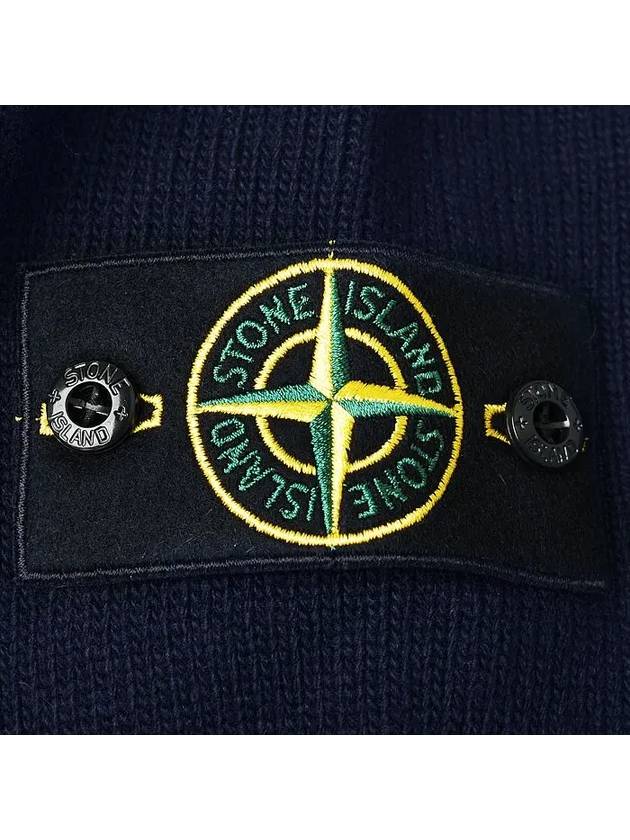 Logo Patch Crew Neck Wool Knit Top Navy - STONE ISLAND - BALAAN 5