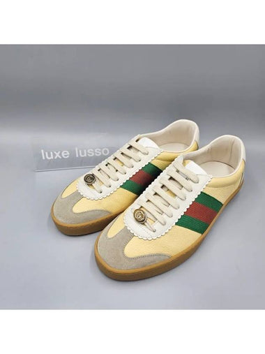 Men s Web Stripe Leather Sneakers 624486 - GUCCI - BALAAN 1