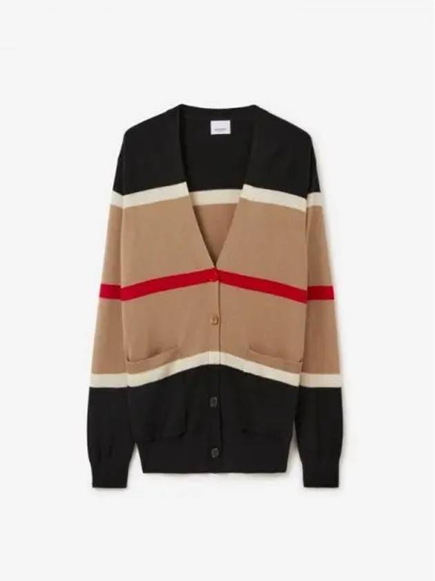 Striped Cashmere Silk Cardigan Camel - BURBERRY - BALAAN 2